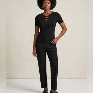 Reformation Black Ribbed Lace Up Top Y2K Festival Corset Style Sexy USA
